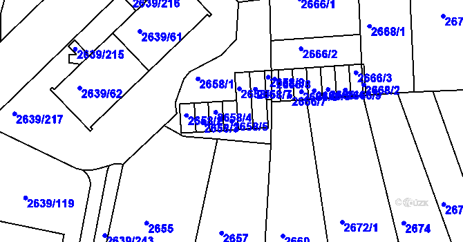 Parcela st. 2658/5 v KÚ Žižkov, Katastrální mapa