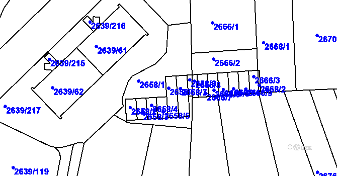 Parcela st. 2658/6 v KÚ Žižkov, Katastrální mapa