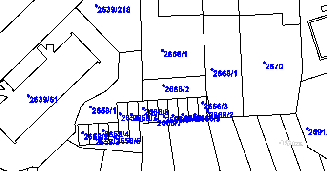 Parcela st. 2666/2 v KÚ Žižkov, Katastrální mapa