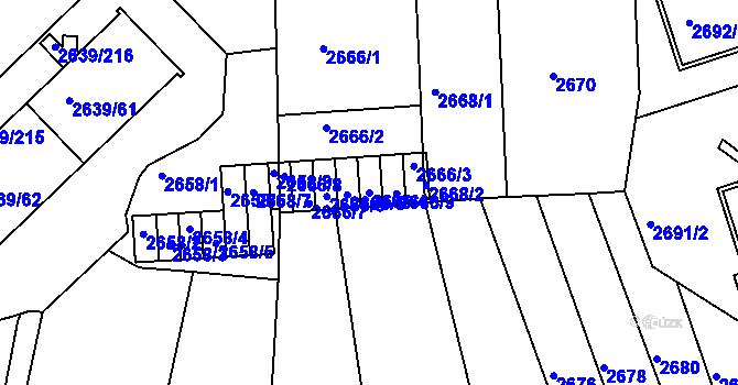 Parcela st. 2666/4 v KÚ Žižkov, Katastrální mapa