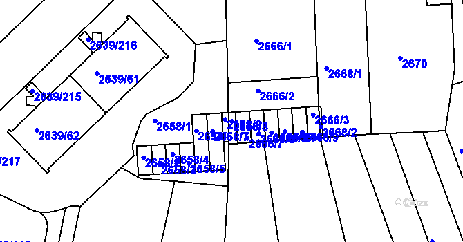 Parcela st. 2666/8 v KÚ Žižkov, Katastrální mapa