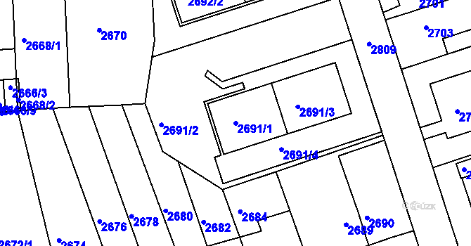 Parcela st. 2691/1 v KÚ Žižkov, Katastrální mapa
