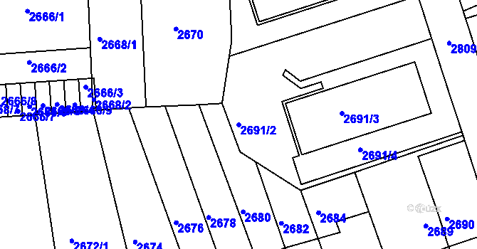 Parcela st. 2691/2 v KÚ Žižkov, Katastrální mapa