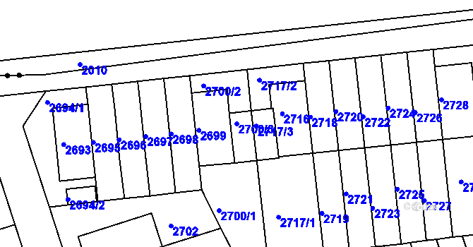 Parcela st. 2700/3 v KÚ Žižkov, Katastrální mapa