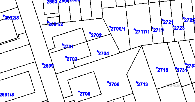 Parcela st. 2704 v KÚ Žižkov, Katastrální mapa