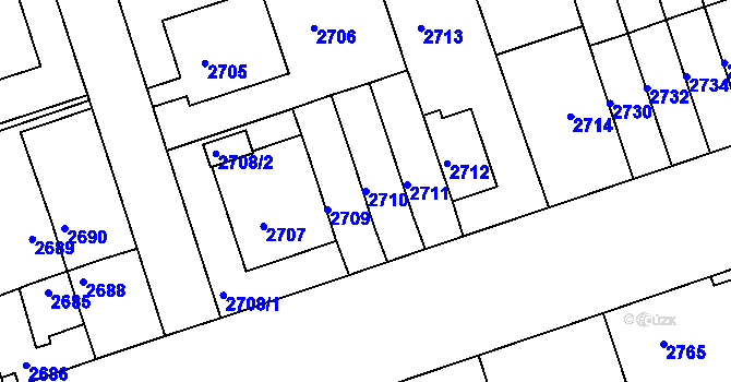 Parcela st. 2710 v KÚ Žižkov, Katastrální mapa