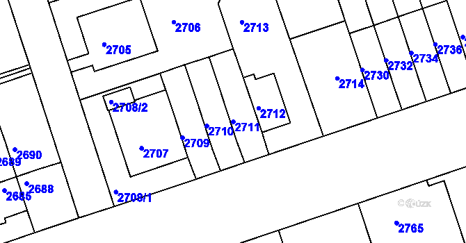 Parcela st. 2711 v KÚ Žižkov, Katastrální mapa