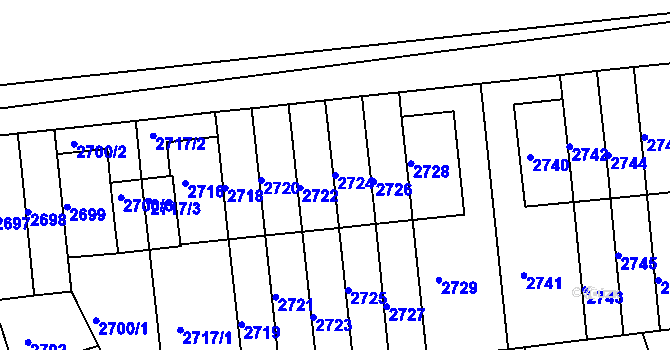 Parcela st. 2724 v KÚ Žižkov, Katastrální mapa
