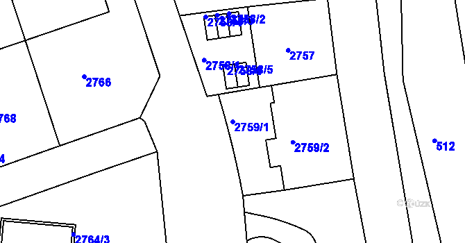 Parcela st. 2759/1 v KÚ Žižkov, Katastrální mapa