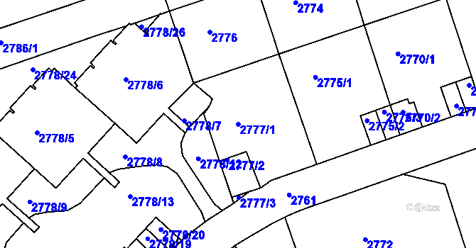 Parcela st. 2777/1 v KÚ Žižkov, Katastrální mapa