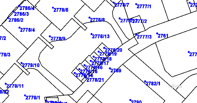 Parcela st. 2778/19 v KÚ Žižkov, Katastrální mapa
