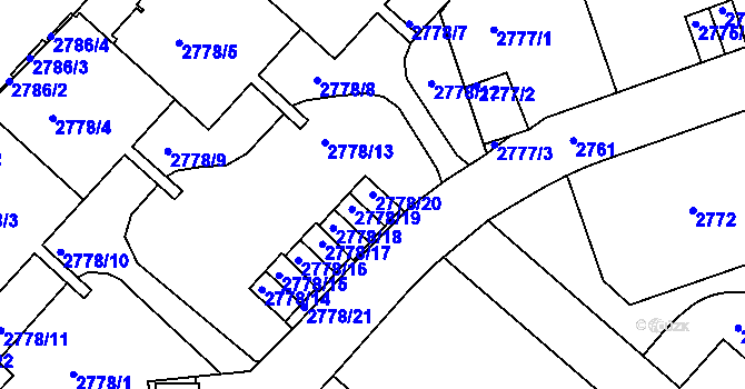 Parcela st. 2778/20 v KÚ Žižkov, Katastrální mapa