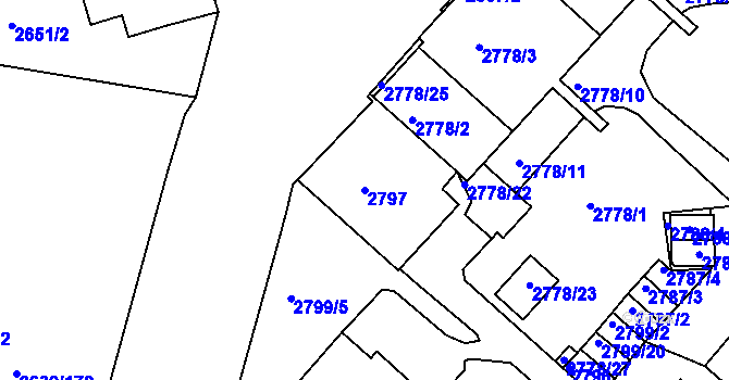 Parcela st. 2797 v KÚ Žižkov, Katastrální mapa