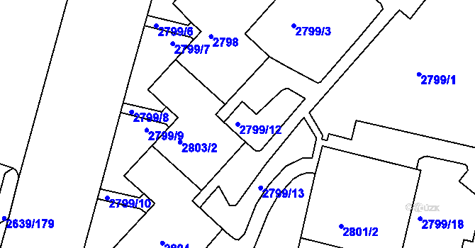 Parcela st. 2799/12 v KÚ Žižkov, Katastrální mapa