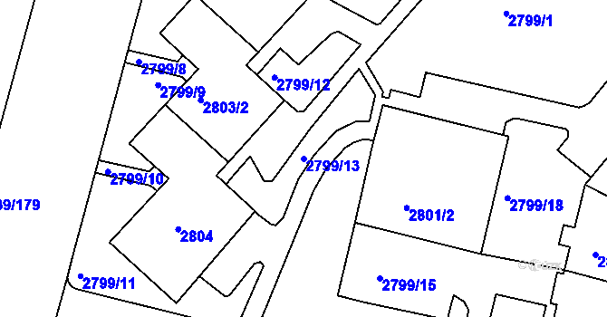 Parcela st. 2799/13 v KÚ Žižkov, Katastrální mapa