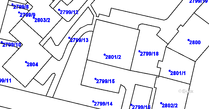 Parcela st. 2801/2 v KÚ Žižkov, Katastrální mapa
