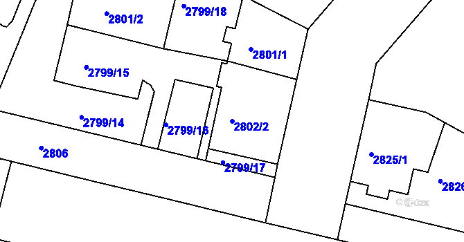 Parcela st. 2802/2 v KÚ Žižkov, Katastrální mapa