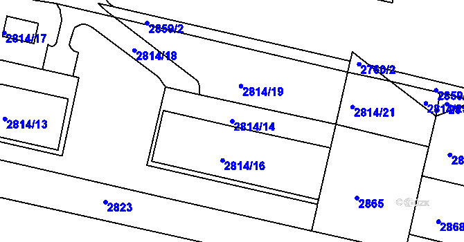 Parcela st. 2814/14 v KÚ Žižkov, Katastrální mapa