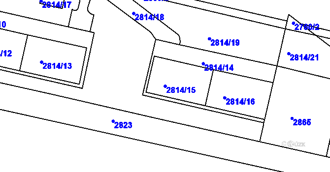 Parcela st. 2814/15 v KÚ Žižkov, Katastrální mapa