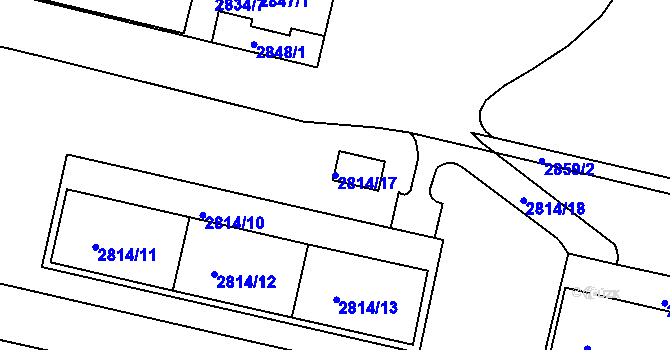 Parcela st. 2814/17 v KÚ Žižkov, Katastrální mapa