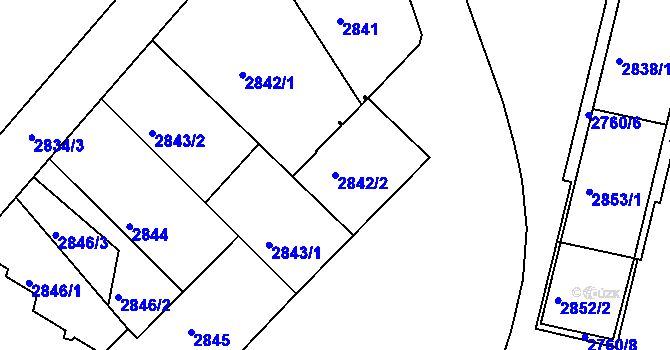 Parcela st. 2842/2 v KÚ Žižkov, Katastrální mapa