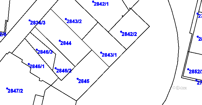 Parcela st. 2843/1 v KÚ Žižkov, Katastrální mapa
