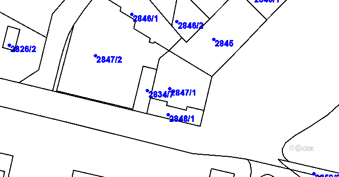 Parcela st. 2847/1 v KÚ Žižkov, Katastrální mapa