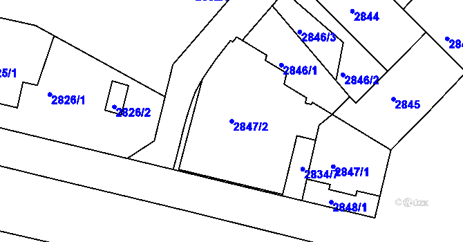 Parcela st. 2847/2 v KÚ Žižkov, Katastrální mapa