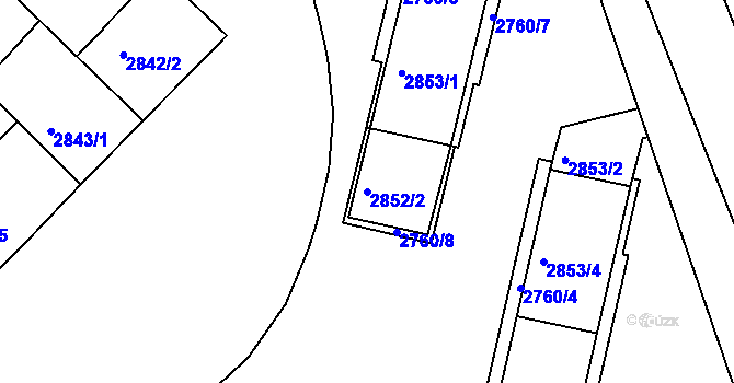 Parcela st. 2852/2 v KÚ Žižkov, Katastrální mapa