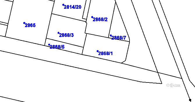 Parcela st. 2868/1 v KÚ Žižkov, Katastrální mapa