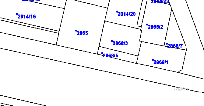 Parcela st. 2868/5 v KÚ Žižkov, Katastrální mapa
