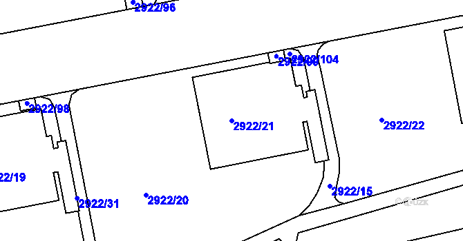 Parcela st. 2922/21 v KÚ Žižkov, Katastrální mapa
