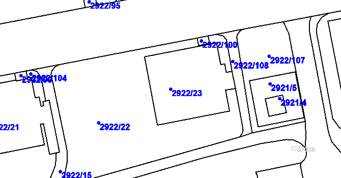 Parcela st. 2922/23 v KÚ Žižkov, Katastrální mapa