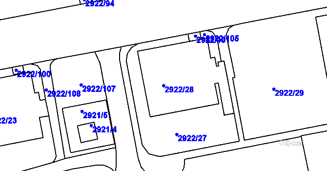 Parcela st. 2922/28 v KÚ Žižkov, Katastrální mapa