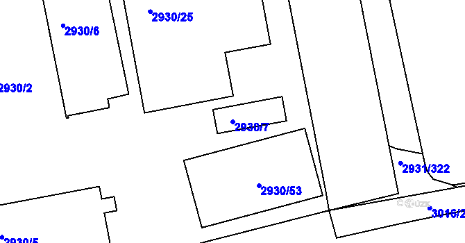 Parcela st. 2930/7 v KÚ Žižkov, Katastrální mapa