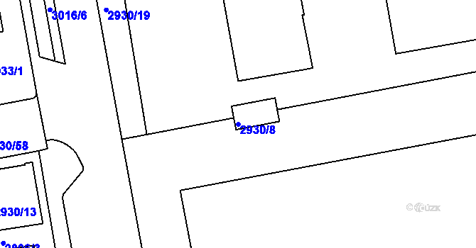 Parcela st. 2930/8 v KÚ Žižkov, Katastrální mapa