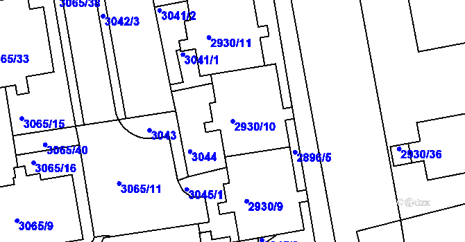 Parcela st. 2930/10 v KÚ Žižkov, Katastrální mapa