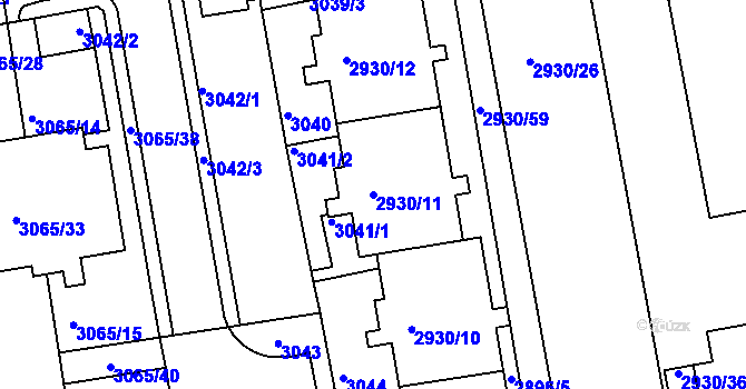 Parcela st. 2930/11 v KÚ Žižkov, Katastrální mapa