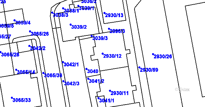 Parcela st. 2930/12 v KÚ Žižkov, Katastrální mapa