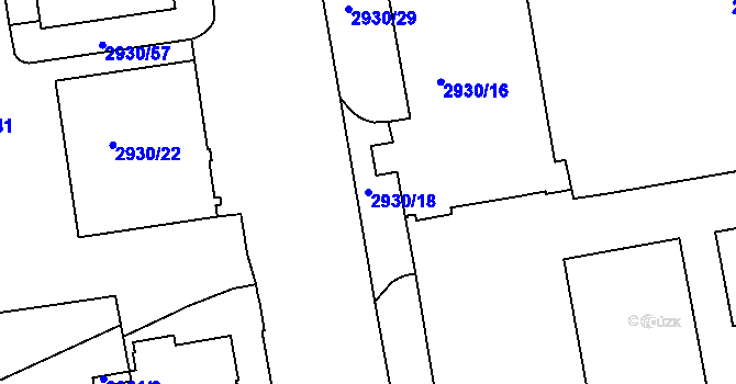 Parcela st. 2930/18 v KÚ Žižkov, Katastrální mapa