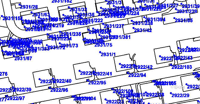Parcela st. 2931/1 v KÚ Žižkov, Katastrální mapa