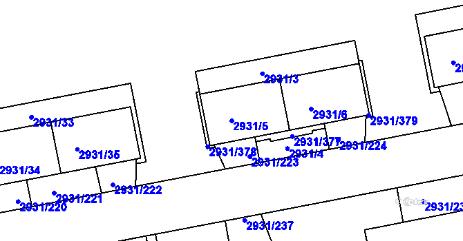 Parcela st. 2931/5 v KÚ Žižkov, Katastrální mapa