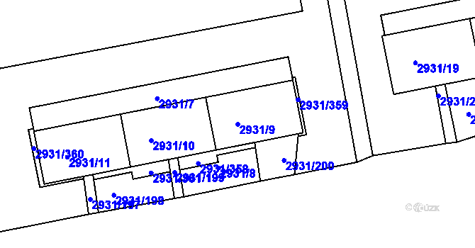 Parcela st. 2931/9 v KÚ Žižkov, Katastrální mapa