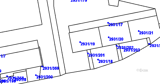 Parcela st. 2931/19 v KÚ Žižkov, Katastrální mapa
