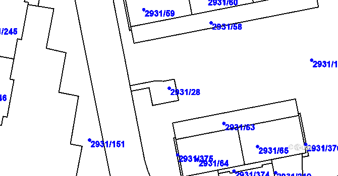 Parcela st. 2931/28 v KÚ Žižkov, Katastrální mapa