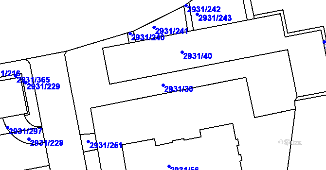 Parcela st. 2931/36 v KÚ Žižkov, Katastrální mapa