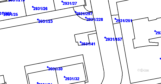 Parcela st. 2931/41 v KÚ Žižkov, Katastrální mapa