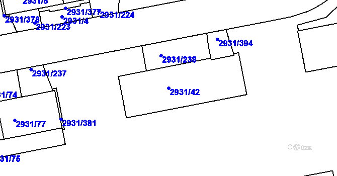 Parcela st. 2931/42 v KÚ Žižkov, Katastrální mapa