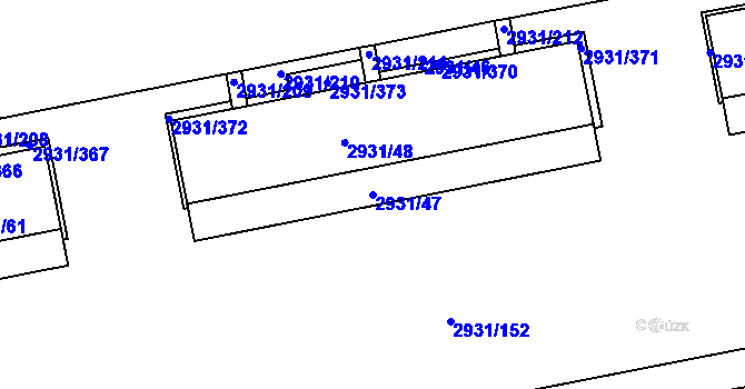 Parcela st. 2931/47 v KÚ Žižkov, Katastrální mapa