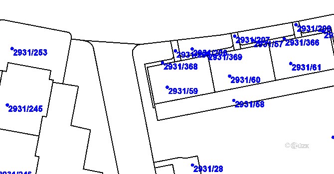 Parcela st. 2931/59 v KÚ Žižkov, Katastrální mapa